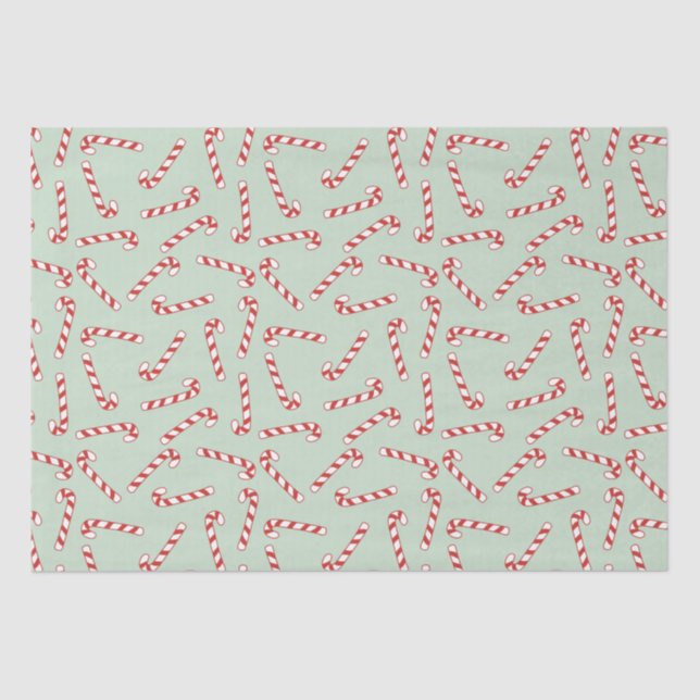 Red, Green and White Candy Cane Christmas Pattern  Tissue Paper (Front)