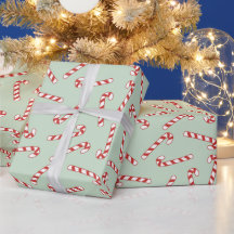 Red, Green and White Candy Cane Christmas Pattern 