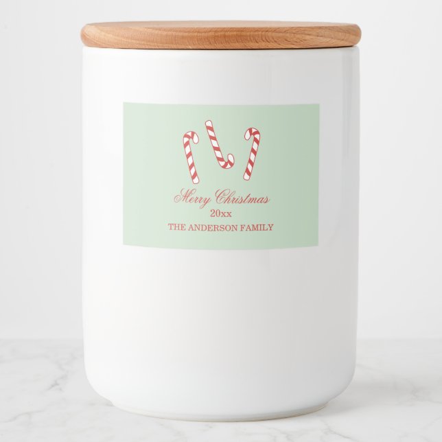 Red, Green and White Candy Canes Christmas    Food Label (Front)
