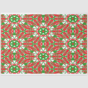 Red, Green and White Kaleidoscope Tissue Paper