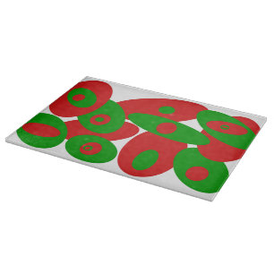 Red, Green and White Orbs Cutting Board