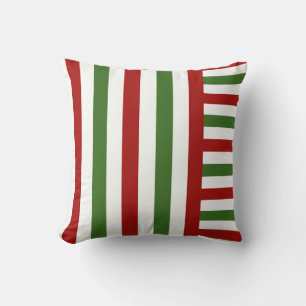 Red, green  and White Stripe Christmas Pillow