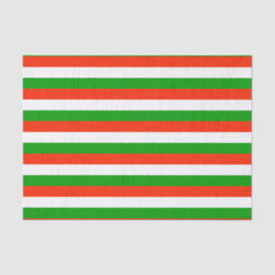 Red, Green and White Stripes Tissue Paper