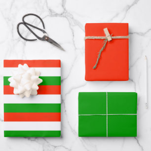 Red, Green and White Stripes  Wrapping Paper Sheet