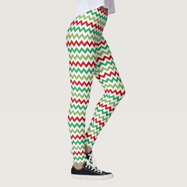 Red Green and White Zigzags Leggings (Right)