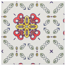 Red, Green and Yellow Floral Damask Pattern