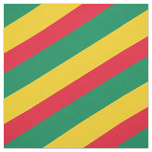 Red, green and yellow striped pattern fabric