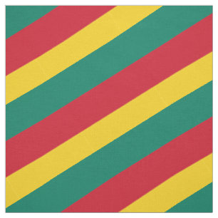 Red, green and yellow striped pattern fabric