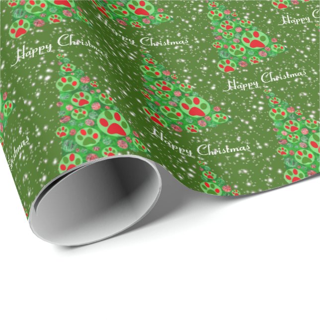 Red Green Animal Paws Green Paper Christmas Tree (Roll Corner)