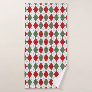 Red Green Argyle Bath Towel