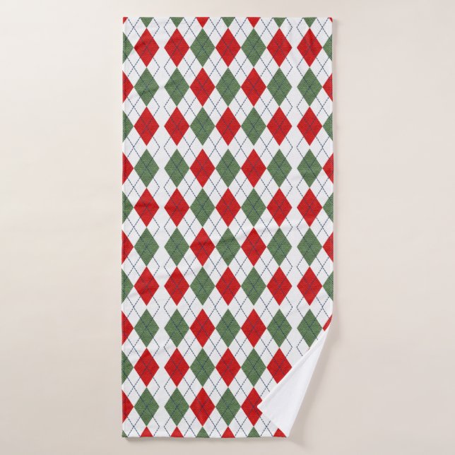 Red Green Argyle Bath Towel (Bath Towel)