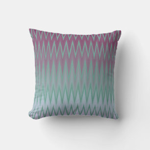 Red Green Baby Blue zigzag wavy chevron Cushion
