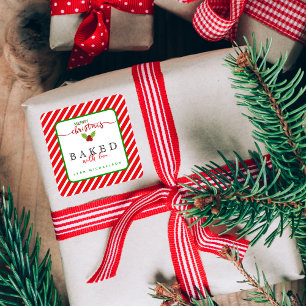 Red Green Baked With Love Christmas Square Sticker