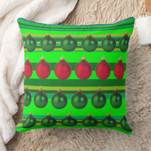 Red Green Balls Christmas Holiday Decoration Cushion