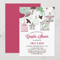 Red & Green Bird Cages Floral Couples Shower