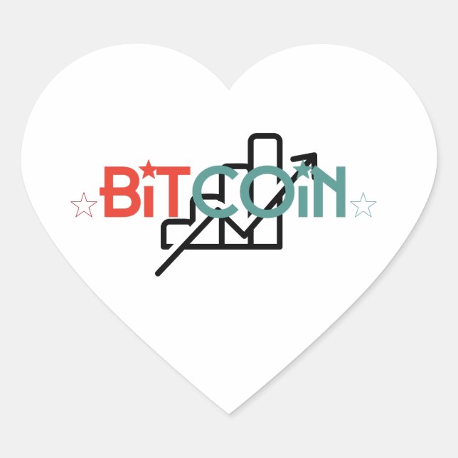 "Red Green Bitcoin Growth Chart Heart Design" Sticker (Front)