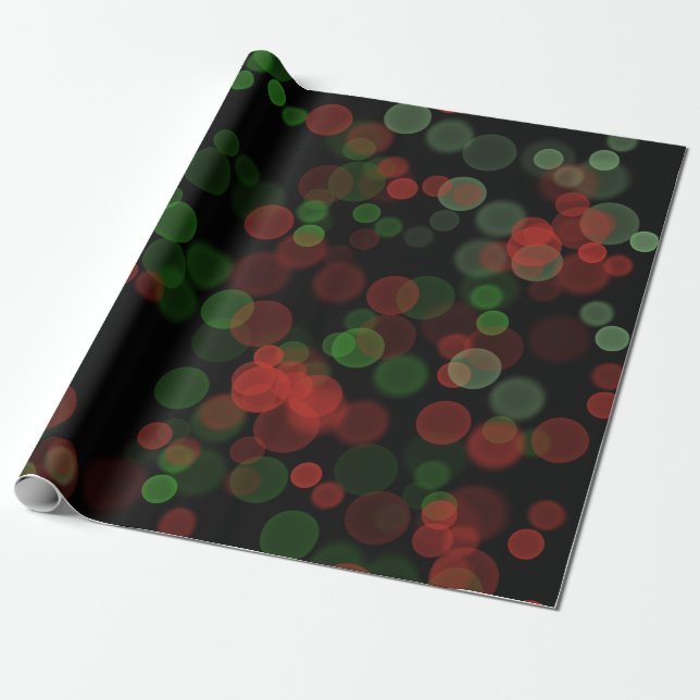 Red Green Black Bubbles Bokeh Effect Wrapping Paper (Unrolled)
