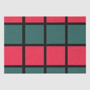 Red Green Black Chequered Stripes Tissue Paper
