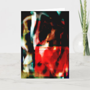 Red Green Black Filmy Floral Abstract Design Card