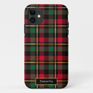 Red, Green, Black & Gold  Christmas Buffalo Plaid  iPhone 11 Case