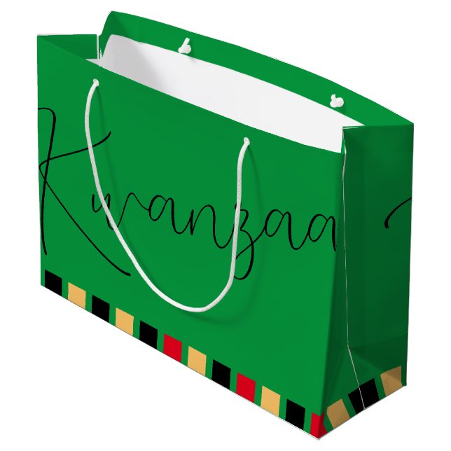 Red Green Black Large Gift Bag (Back Angled)