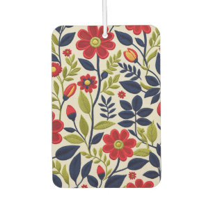 Red, green, blue and white floral car air freshener