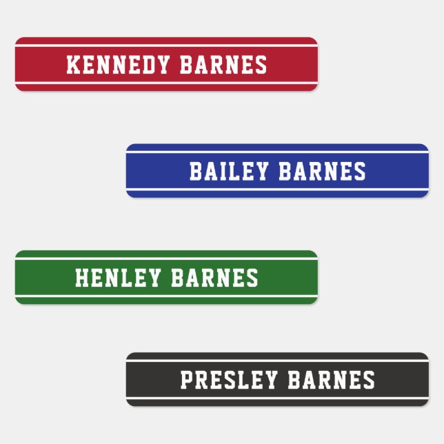 Red Green Blue Black Sporty Back To School Name (Group)