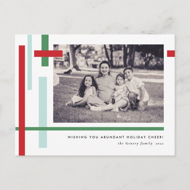 Red Green Blue Colour Strips Modern Holiday Postcard (Front)
