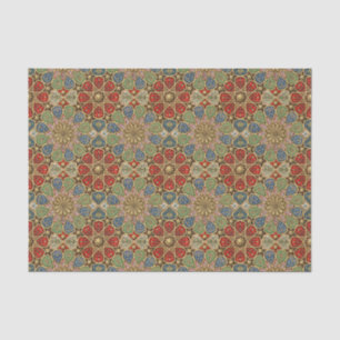Red Green Blue Faux Gold Arabic Art Pattern Tissue Paper