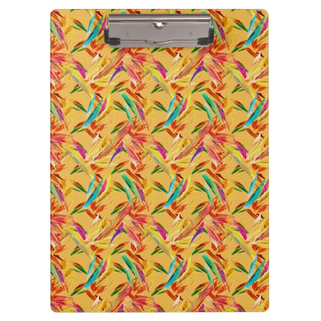 Red Green Blue Purple Abstract Floral Art Deco Clipboard (Front)