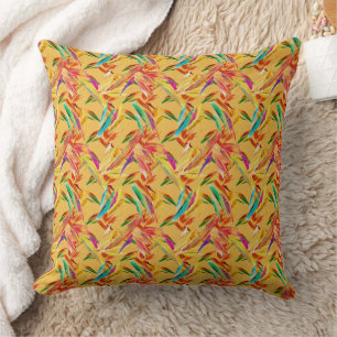 Red Green Blue Purple Abstract Floral Art Deco Cushion