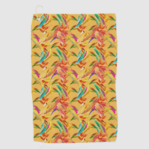 Red Green Blue Purple Abstract Floral Art Deco Golf Towel