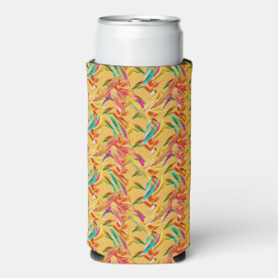 Red Green Blue Purple Abstract Floral Art Deco Seltzer Can Cooler