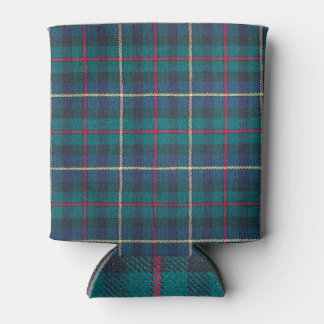 Red, green, blue Scottish tartan pattern. Can Cooler