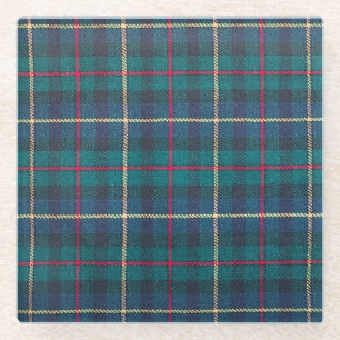 Red, green, blue Scottish tartan pattern. Glass Coaster