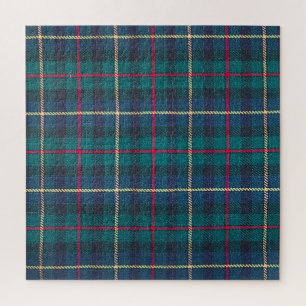 Red, green, blue Scottish tartan pattern. Jigsaw Puzzle