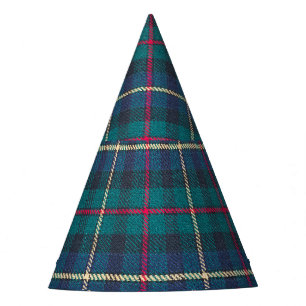 Red, green, blue Scottish tartan pattern. Party Hat
