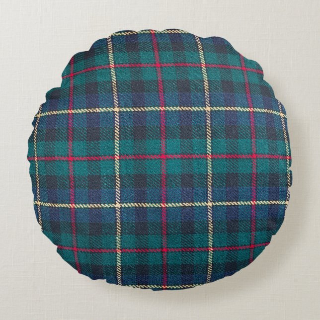 Red, green, blue Scottish tartan pattern. Round Cushion (Front)