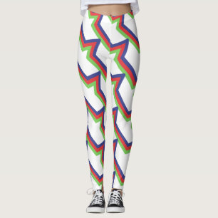 Red Green Blue Striped Leggings