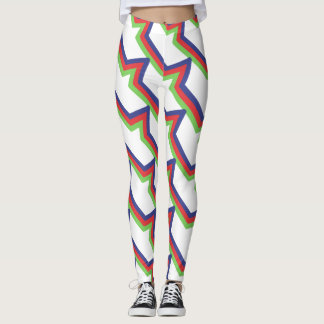 Red Green Blue Striped Leggings