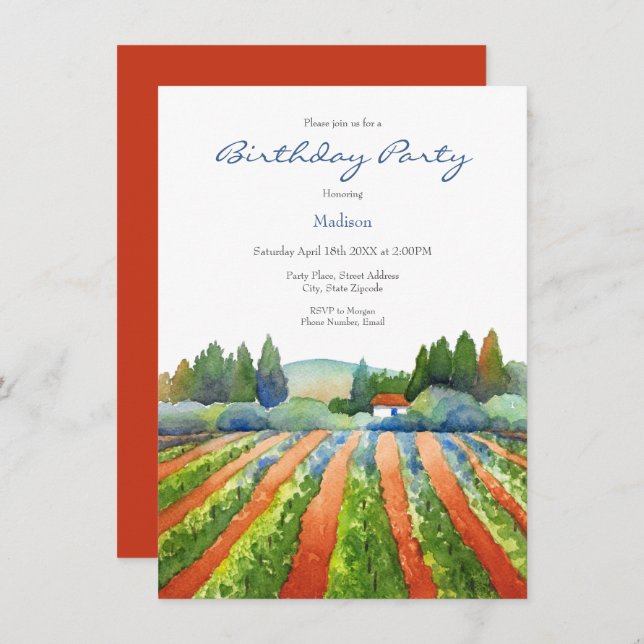 Red Green Blue Vineyard Invitation (Front/Back)