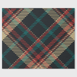 Red Green Blue Yellow Traditional Plaid Wrapping Paper