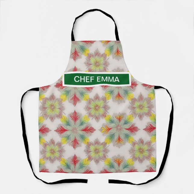 Red Green BOHO Pattern Apron (Front)