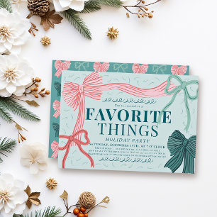 Red Green Bow Green Favorite Things Holiday Party Invitation
