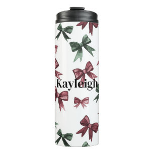 Red Green Bows Christmas Thermal Tumbler