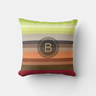 Red Green Brown Grey Girly Chic Custom Monogram Cushion