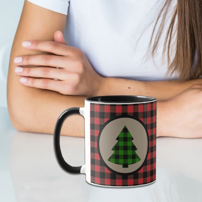 Red Green Buffalo Plaid Christmas Tree Mug (Creator Uploaded)