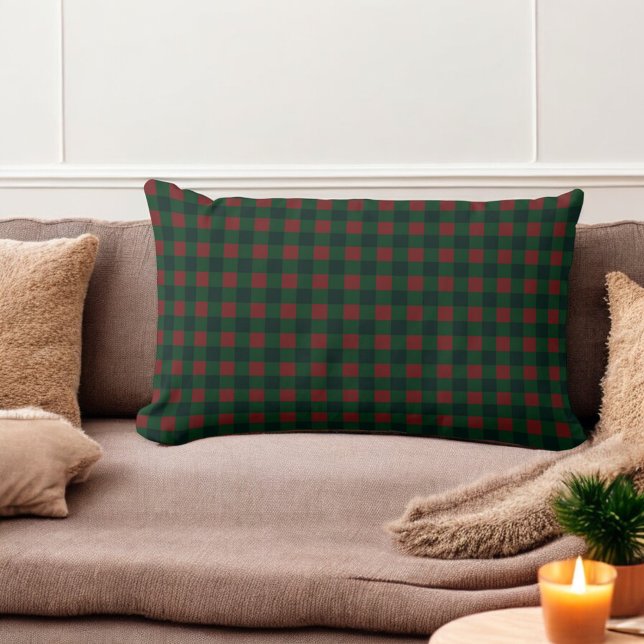 Red Green Buffalo Plaid Holiday Lumbar Cushion (Creator Uploaded)