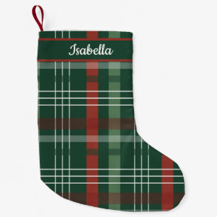 Red & Green Buffalo Plaid Personalised Small Christmas Stocking