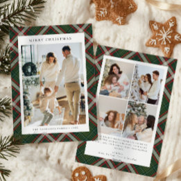 Red Green Buffalo Plaid Photo collage Christmas Holiday Card